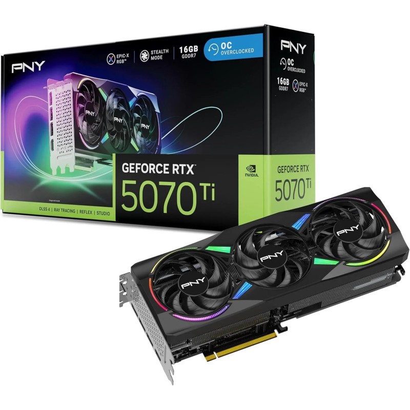 PNY GeForce RTX 5070 Ti OC Triple Fan 16GB GDDR7 Graphics Card
