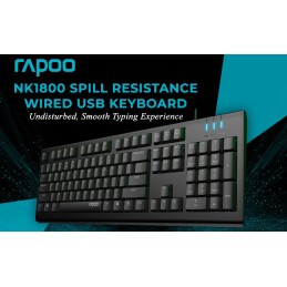 Rapoo NK1800 Spill-Resistance Wired USB Keyboard – Black