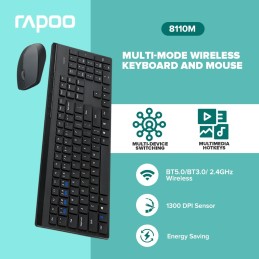 Rapoo 8110M Multi-Mode Wireless Keyboard & Mouse Combo
