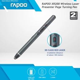 Rapoo XR200 Wireless Laser Presenter – Page Turning Pen (Black)