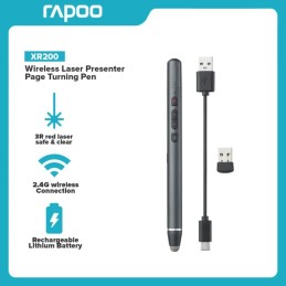 Rapoo XR200 Wireless Laser Presenter – Page Turning Pen (Black)