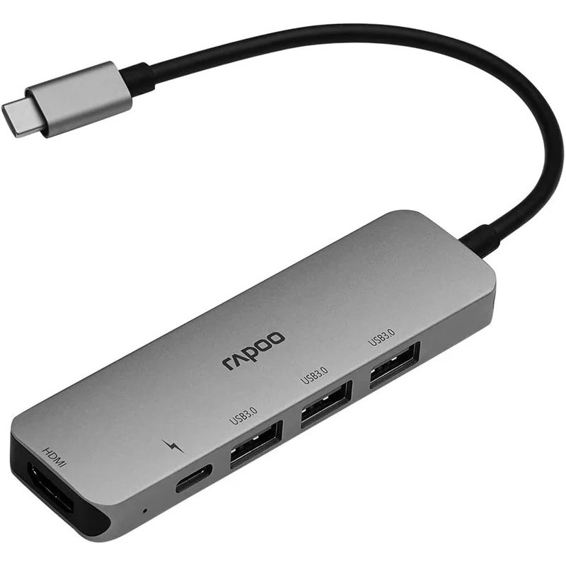 Rapoo XD100C 5-in-1 Type-C Hub – 4K HDMI, 3 USB 3.0 Ports, Type-C Charging