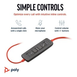 Poly Blackwire 3220 USB-C Wired Stereo Headset – With Noise-Canceling Mic + USB-C/A Adapter (8X228AA)