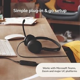 Jabra Evolve 10 USB-A Wired Stereo Headset – With Noise-Canceling Mic and Leatherette Ear Cushions (2699-820-109)