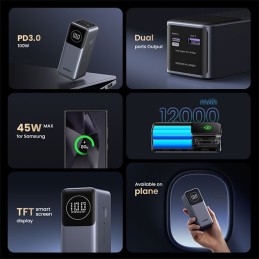 UGREEN PB724 12000mAh Power Bank – 100W Fast Charging, PD 3.0, USB-C, Dual Device Support, Portable Battery