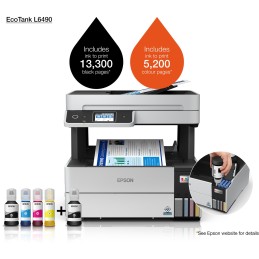 Epson ECOTANK L6490 Printer – Print, Copy, Scan, Fax, Duplex, ADF, Wi-Fi, USB, LCD Touchscreen, C11CJ88404