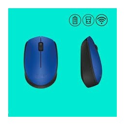 Logitech M171 Wireless Mouse – Black, 2.4GHz, Plug-and-Play, Long Battery Life, Portable - Blue