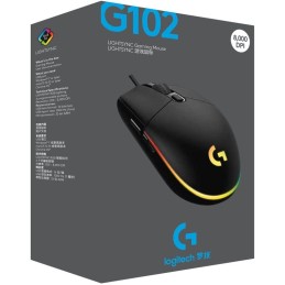 Logitech G102 LIGHTSYNC RGB Gaming Mouse – 6 Buttons, USB, RGB Lighting, High-Precision, Black, 910-005823