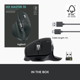 Logitech MX Master 3S Wireless & Bluetooth Mouse – Rechargeable, Ergonomic, Multi-Device, Graphite, 910-006559