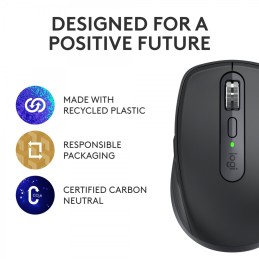 Logitech MX Anywhere 3S Wireless & Bluetooth Mouse – Rechargeable, Compact, Multi-Device, Graphite, 910-006929