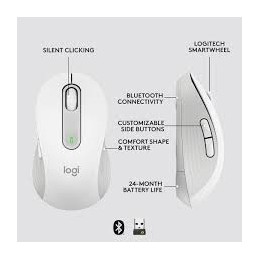 Logitech M650 Signature Wireless Mouse – Off White, Bluetooth & 2.4GHz, Rechargeable