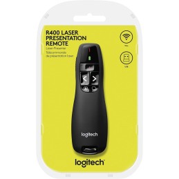 Logitech R400 Wireless Presenter – Black, Easy Slide Control, Built-In Laser Pointer, 910-001356