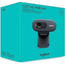 Logitech C270 HD Webcam – Dark Grey, 720p Video, Built‑In Mic, USB Plug‑and‑Play