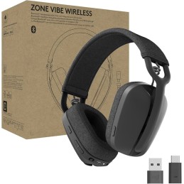 Logitech Zone Vibe Wireless & Bluetooth Headphones – Over‑Ear, Noise‑Cancel, Graphite