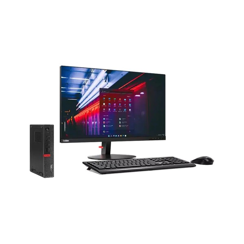 Lenovo ThinkCentre M920Q Tiny + ThinkCentre TIO24 24″ – Intel Core i7‑8700T, 8GB RAM, 500GB HDD