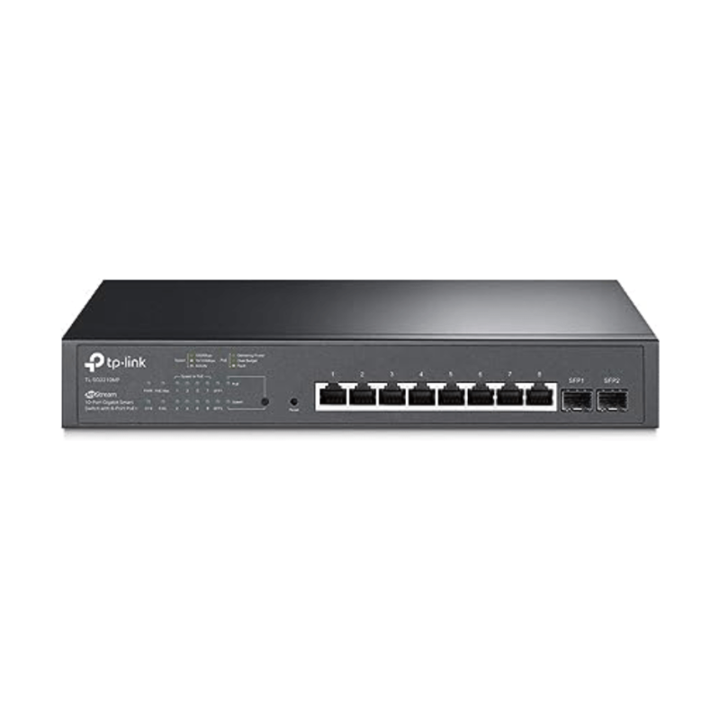 TP-Link JetStream TL-SG2210P – 10-Port Gigabit Smart Switch | 8 PoE+ Ports | 2 Gigabit SFP Slots
