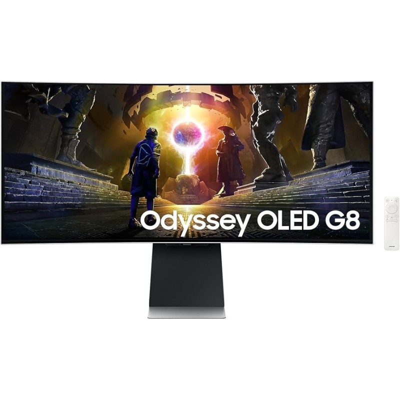 Samsung G85SD 34″ UWQHD OLED Curved Smart Gaming Monitor – 34″ 175Hz OLED Curved Display (Silver)