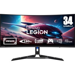 Lenovo Legion R34w‑30 34" WQHD Curved Gaming Monitor, Raven Black, HDMI + DisplayPort (NEW)