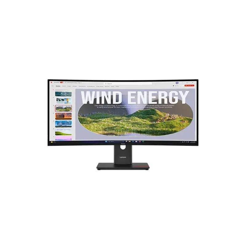 Lenovo ThinkVision T34WD-40 34" Ultrawide QHD Curved Monitor, Eclipse Black (REFURBISHED)