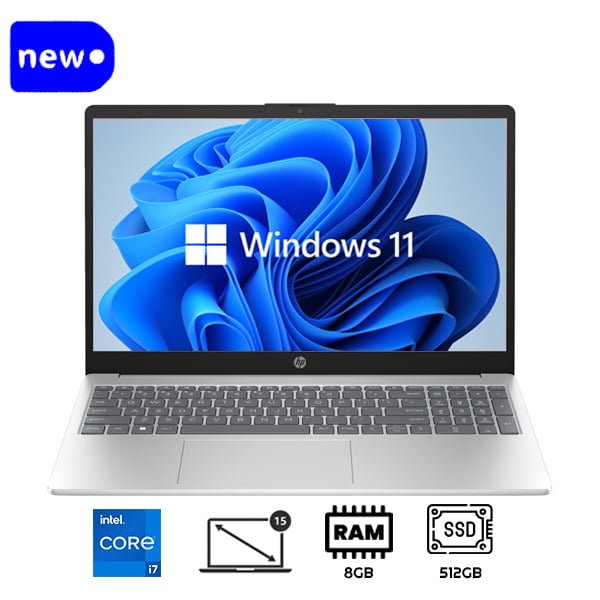 HP 15 FD0232nia Core i7-1355U, 8GB Ram, 512GB SSD, DOS, 15.6-inch FHD, Natural silver [973H0EA]